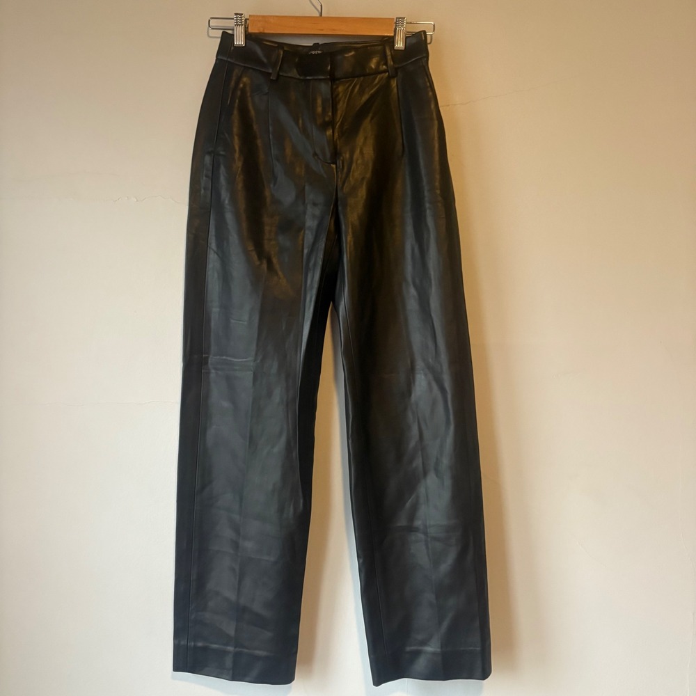 NWT J. Crew‎ Straight-Leg Essential Pant in Faux Leather Black Size 00 - Picture 4 of 8